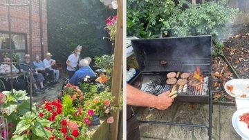 Barbecuing in the sunshine at Cheshire care home
